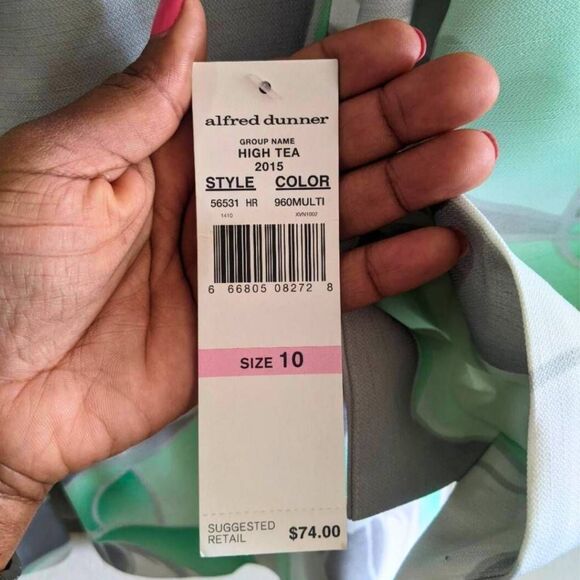 Alfred Dunner Blazer Women's Size 10 Green Gray Abstract Swing Jacket NWT Lined - Picture 8 of 11